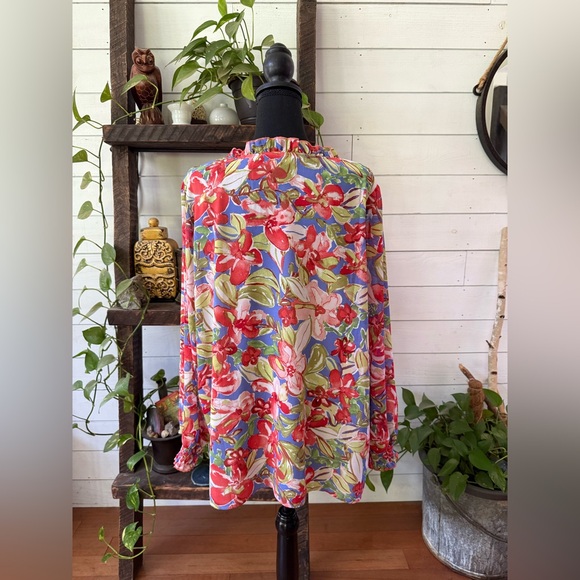 Belle by Kim Gravel: Vibrant Floral Blouse with Tassel Detail - Picture 8 of 17
